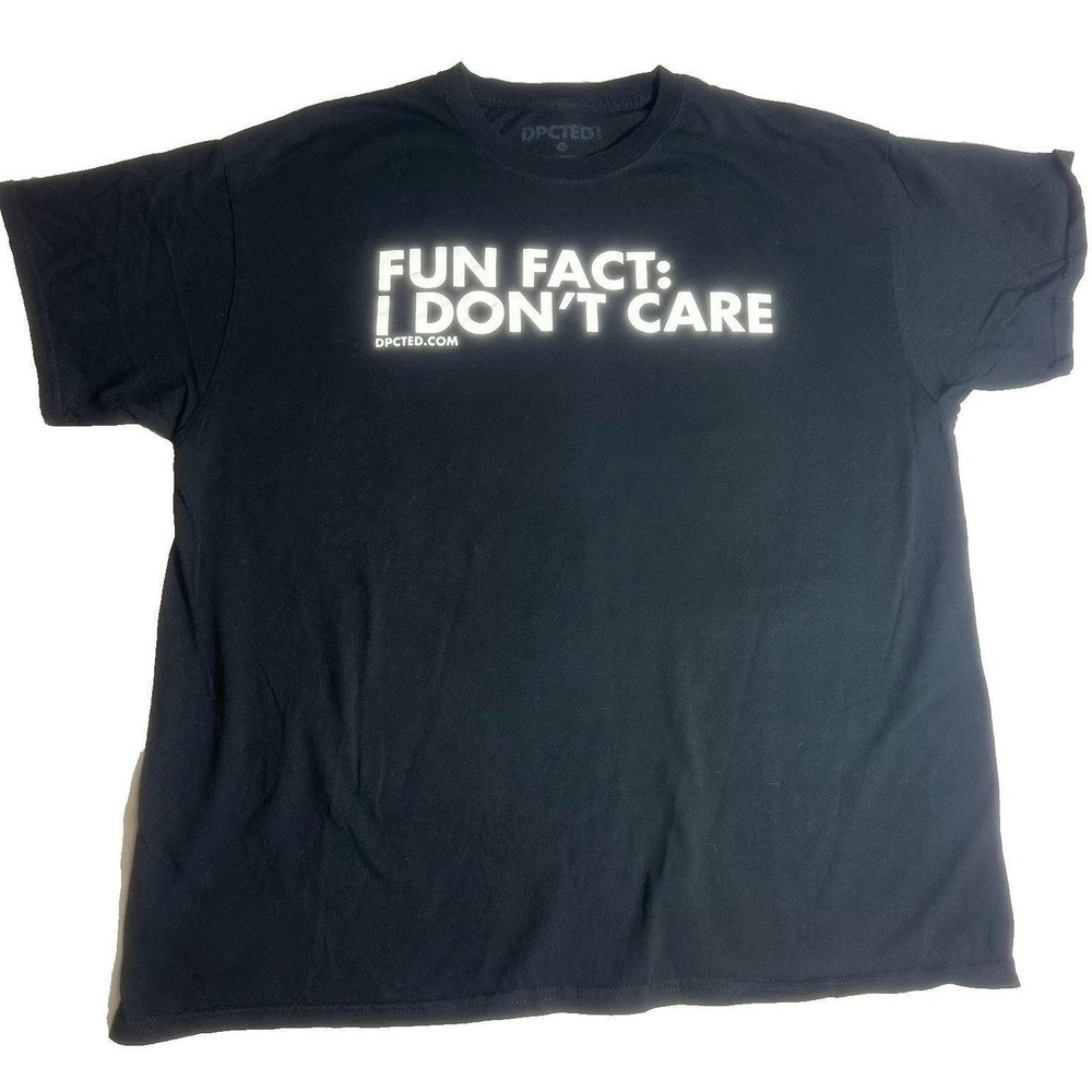 DPCTED Mens XL Fun Fact I Don't Care Graphic Tee Black Sarcastic Quote T-Shirt
